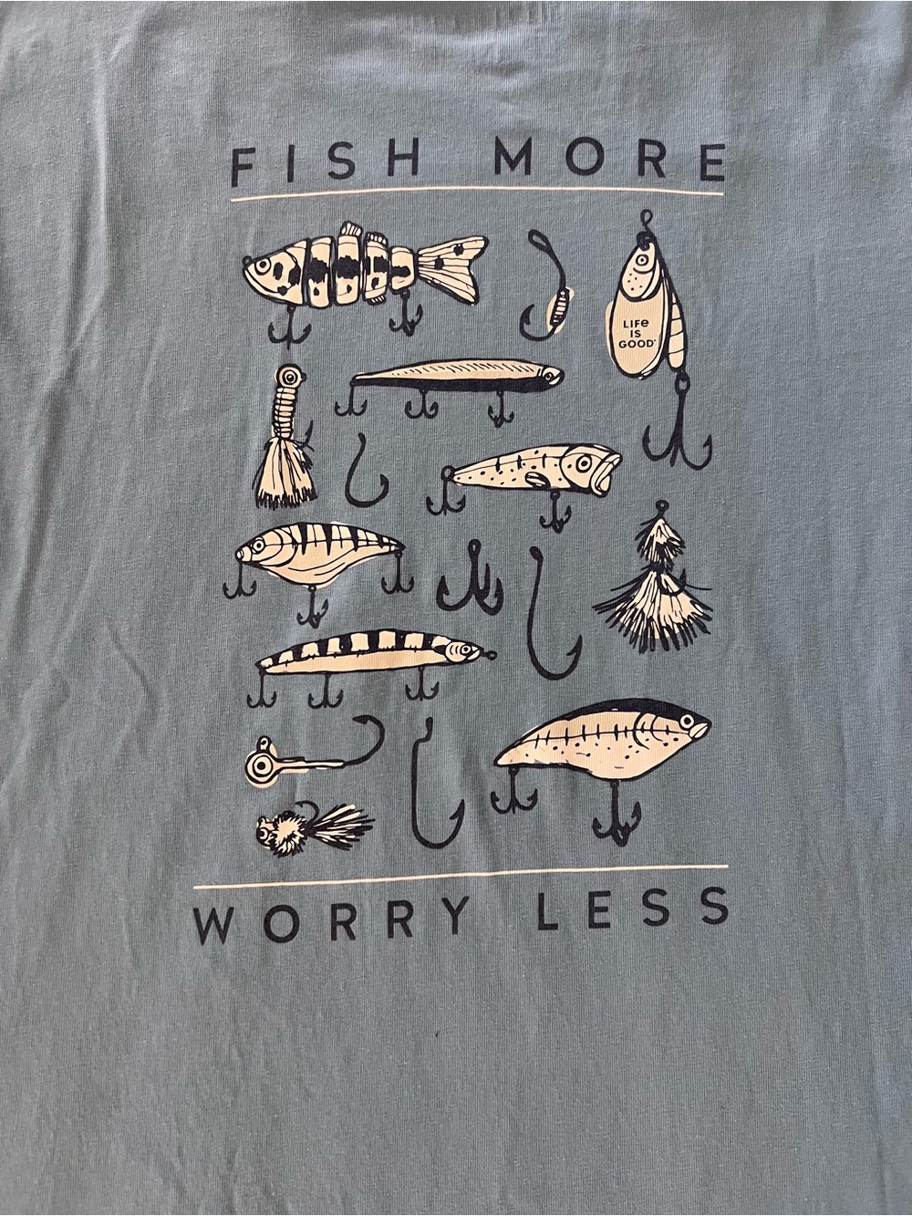 Life Is Good Blue "Fish More Worry Less" Graphic Tee - Picture 3 of 3